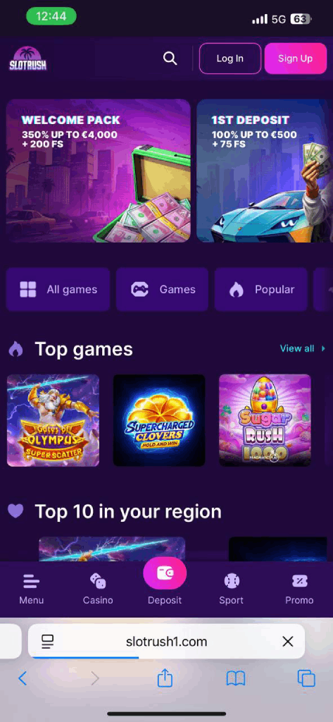 SlotRush Casino — mobiel